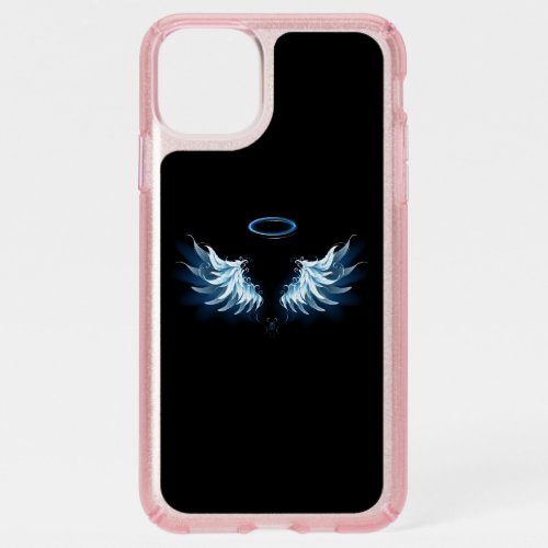 Blue Glowing Angel Wings on black background Speck iPhone 11 Pro Max Case