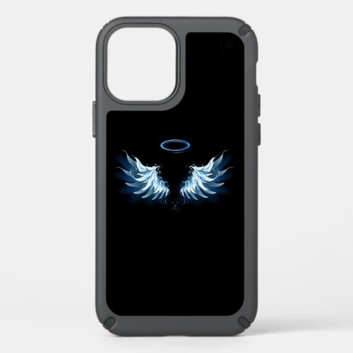 Blue Glowing Angel Wings on black background Speck iPhone 12 Case