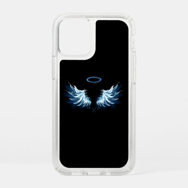Blue Glowing Angel Wings on black background Speck iPhone 12 Mini Case (Front)