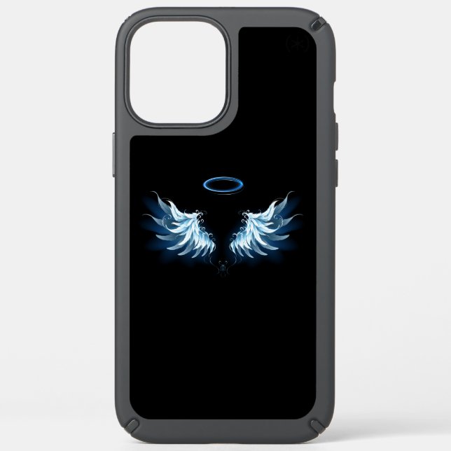Blue Glowing Angel Wings on black background Speck iPhone 12 Pro Max Case (Front)