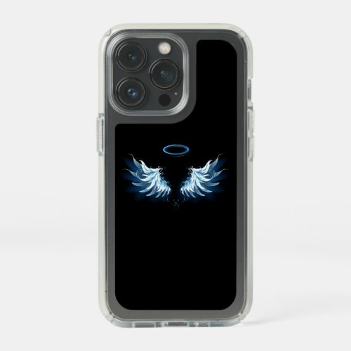 Blue Glowing Angel Wings on black background Speck iPhone 13 Pro Case