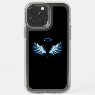 Blue Glowing Angel Wings on black background Speck iPhone 13 Pro Max Case
