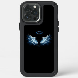 Blue Glowing Angel Wings on black background Speck iPhone 13 Pro Max Case