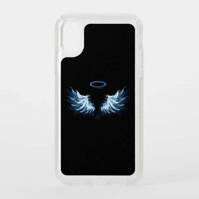 Blue Glowing Angel Wings on black background Speck iPhone XS Case (Front)