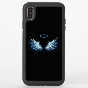 Blue Glowing Angel Wings on black background Speck iPhone XS Max Case