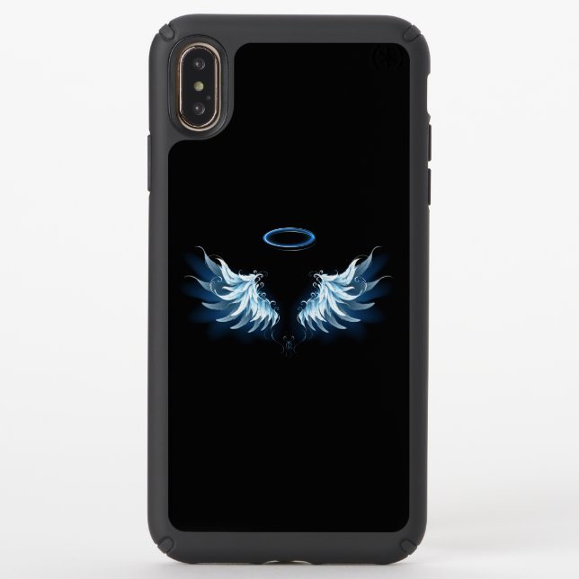 Blue Glowing Angel Wings on black background Speck iPhone XS Max Case (Front)