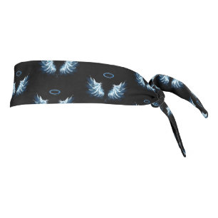 Blue Glowing Angel Wings on black background Tie Headband