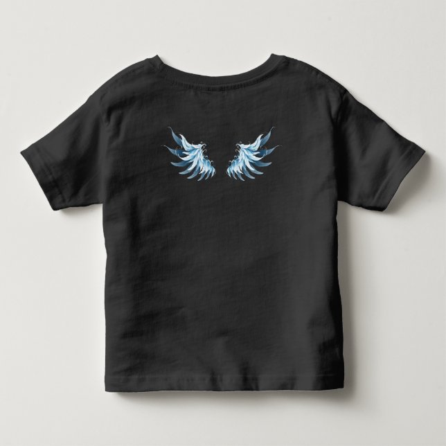 Blue Glowing Angel Wings on black background Toddler T-shirt (Back)