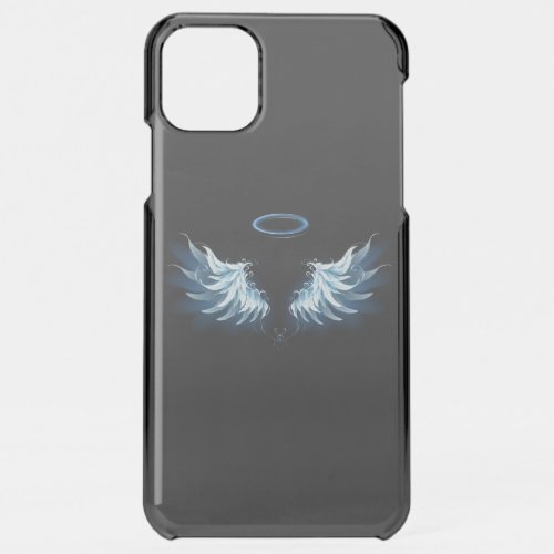 Blue Glowing Angel Wings on black background iPhone 11 Pro Max Case