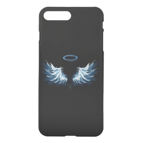 Blue Glowing Angel Wings on black background iPhone 8 Plus7 Plus Case