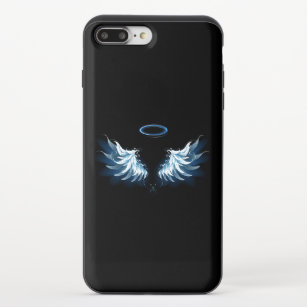 Blue Glowing Angel Wings on black background iPhone 8/7 Plus Slider Case