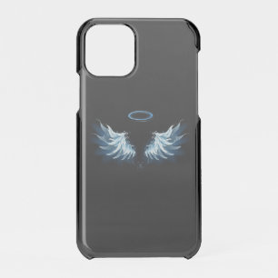 Blue Glowing Angel Wings on black background iPhone 11 Pro Case