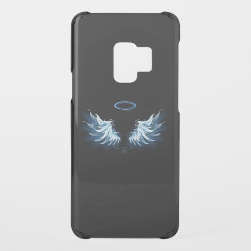 Blue Glowing Angel Wings on black background Uncommon Samsung Galaxy S9 Case