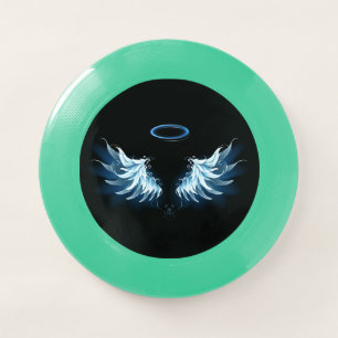 Blue Glowing Angel Wings on black background Wham-O Frisbee