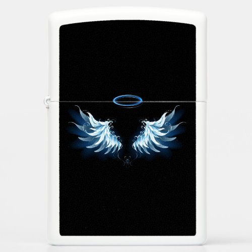 Blue Glowing Angel Wings on black background Zippo Lighter