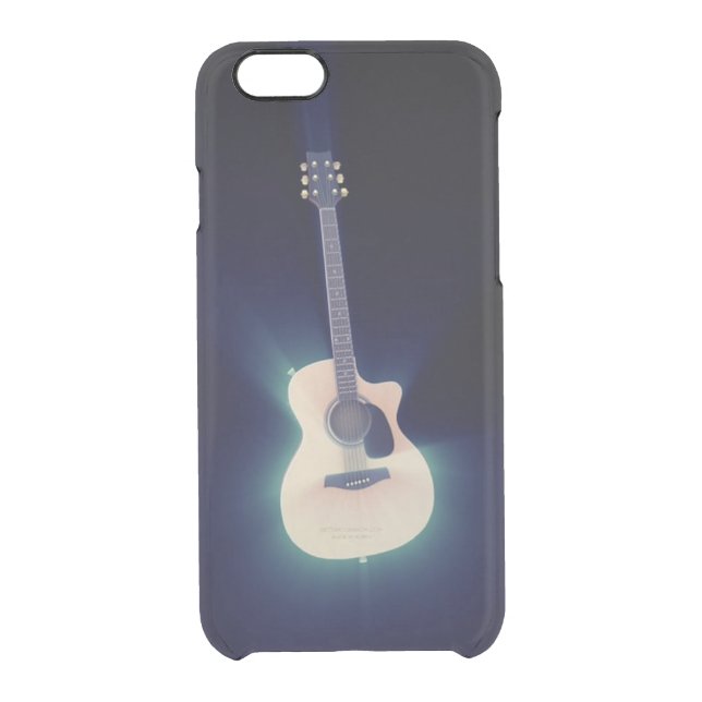 Blue Glowing Guitar Uncommon iPhone Case (Back)