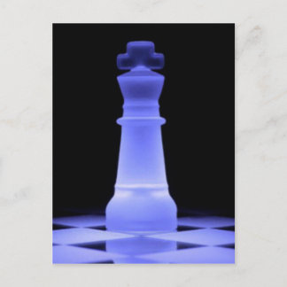 Blue Glowing King Chess Piece Postcard