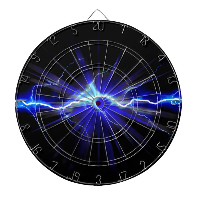 Blue glowing lightning or electricity dartboard (Front)