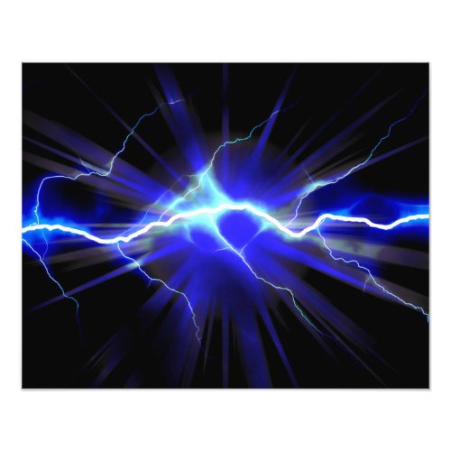 Blue glowing lightning or electricity photo print