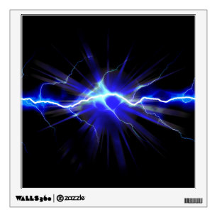 Blue glowing lightning or electricity wall decal