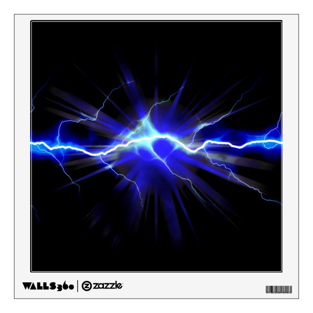 Blue glowing lightning or electricity wall decal (Front)