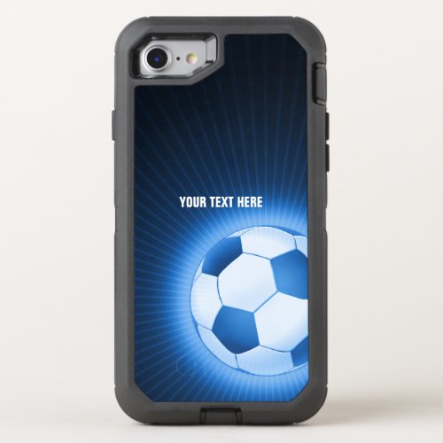 Blue Glowing Soccer  Football Sport OtterBox Defender iPhone SE87 Case