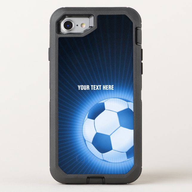 Blue Glowing Soccer | Football Sport Otterbox iPhone Case (Back)