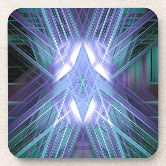 Blue glowing star beverage coaster (Front)