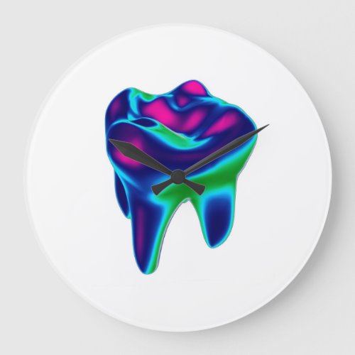 Blue Glowing Tooth Dentist Wall Clock