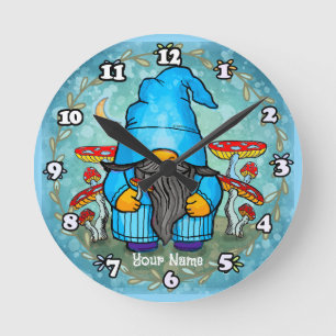 Blue gnome  round clock