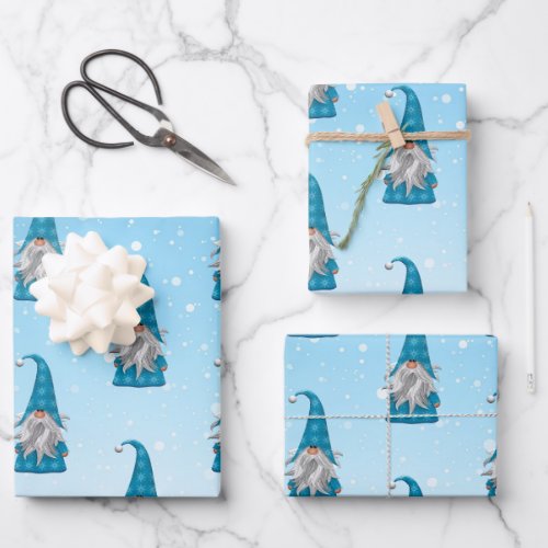 Blue Gnome Wrapping Paper Sheets