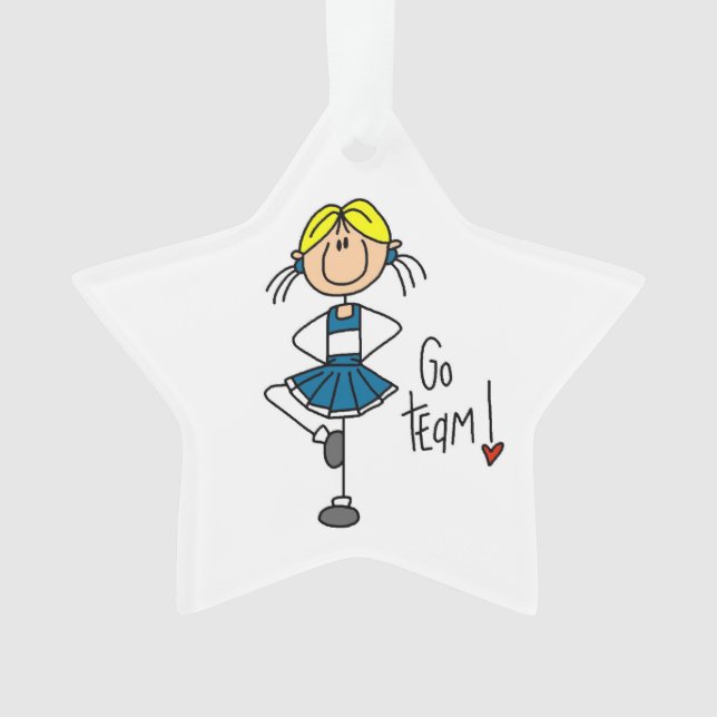 Blue Go Team Cheerleader Ornament (Front)