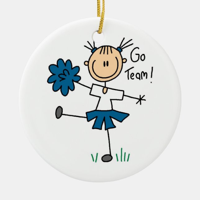 Blue Go Team Cheerleader T-shirts and Gifts Ceramic Ornament (Front)