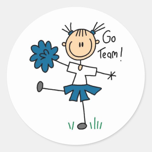 Blue Go Team Cheerleader T_shirts and Gifts Classic Round Sticker