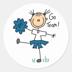 Blue Go Team Cheerleader T-shirts and Gifts Classic Round Sticker