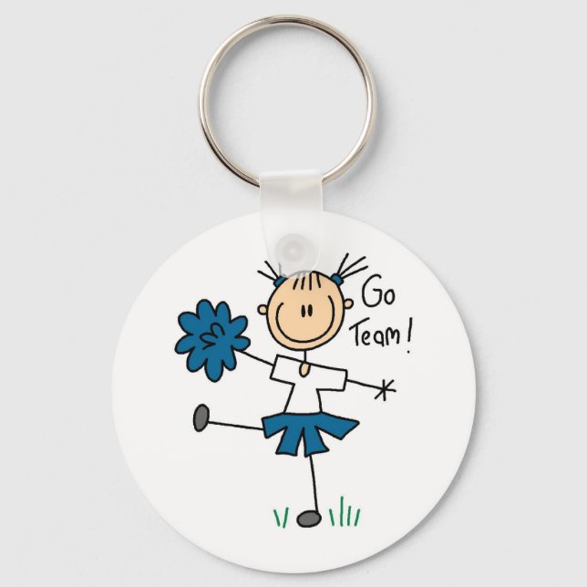 Blue Go Team Cheerleader T-shirts and Gifts Keychain (Front)