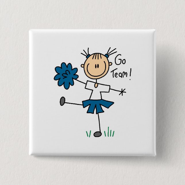 Blue Go Team Cheerleading Tshirts and Gifts Button (Front)