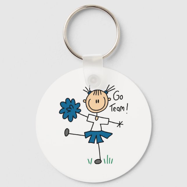 Blue Go Team Cheerleading Tshirts and Gifts Keychain (Front)