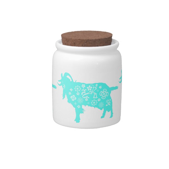 Blue Goat Vietnamese Chinese Year Zodiac Candy Jar (Front)