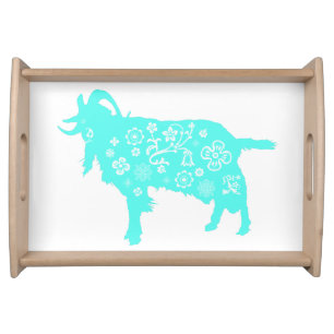 Blue Goat Vietnamese Chinese Year Zodiac Serving T Tray