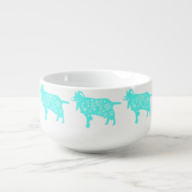 Blue Goat Vietnamese Chinese Year Zodiac Soup Mug (Front)