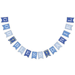Blue God Bless 6 Letters Name Baptism Communion Bunting Flags