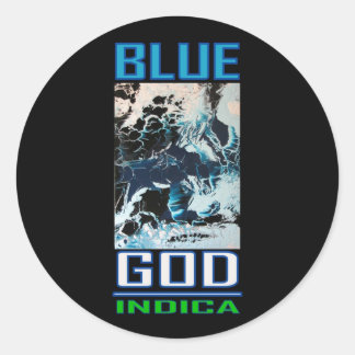 BLUE GOD INDICA CLASSIC ROUND STICKER