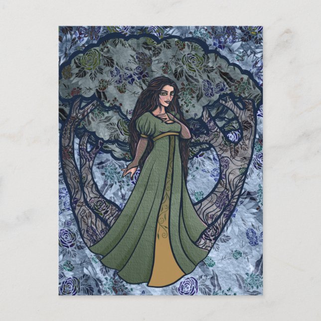 Blue Goddess Woods Pagan Art Nature Goddesses      Postcard (Front)