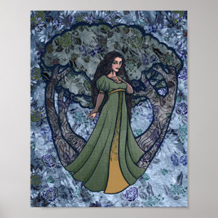 Blue Goddess Woods Pagan Art Nature Goddesses Poster