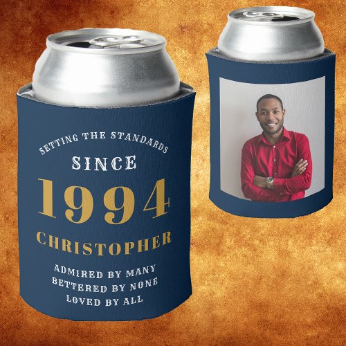  Blue Gold 30th Birthday 1994 Photo Template Can Cooler