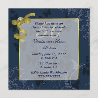 Blue & Gold 50th Wedding Anniversary Invitation