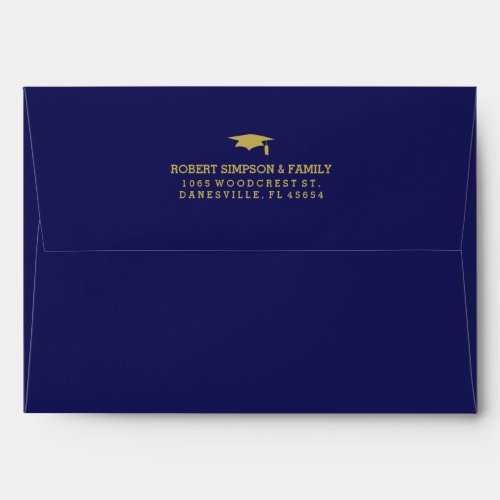 Blue  Gold 5x7 Graduation Invite Envelope