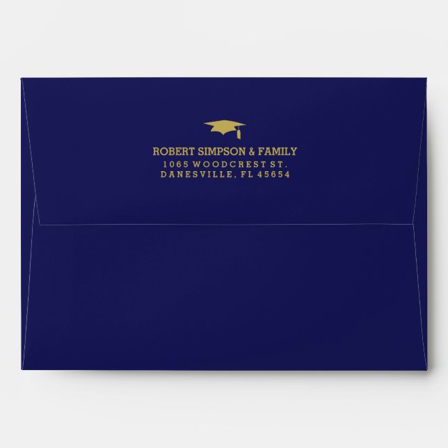 Blue & Gold 5x7 Graduation Invite Envelope (Back (Top Flap))