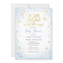 Blue Gold A little snowflake is on the way   Invitation